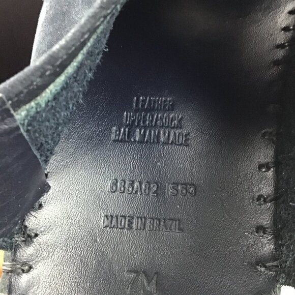 Natural Sport Navy Blue Sandal Wedge Heel Nubuck Leather Peep Toe Size 7M - Picture 8 of 8